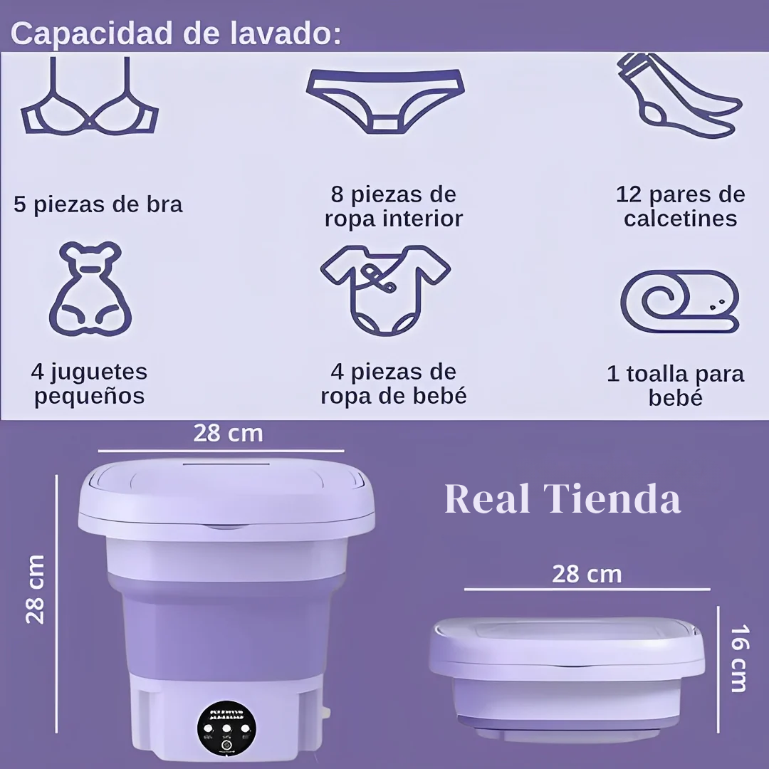 Mini lavadora y secadora plegable